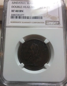 WASHINGTON CENT UNDATED DOUBLE HEAD MILITARY BUST NGC XF 40 - Picture 1 of 5