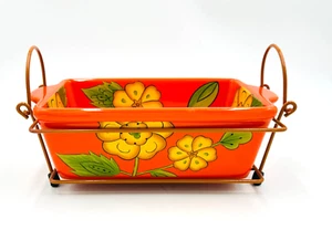 Temptations Poppy Passion 1.5 Qt. Baking Dish 10" x 6" With Wire Rack - Picture 1 of 9