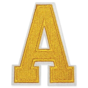 3" Embroidered Iron-On Alphabet Letter Patches, 1 pc, TR-12249 (Golden Yellow) - Picture 1 of 32