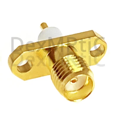SMA female 2-hole panel mount RF coax connector with 4mm insulator solder post - Image 1 of 4