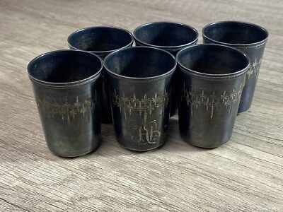 6 piezas RUSIA SOVIÉTICA GRABADA A MANO 916 PLATA VODKA TAZA VASO DE CHUPITO 182 Gr #4144 Foto 1 de 4