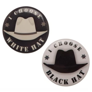 Westworld Souvenir Button Set White Black Hat Good Guy Bad Pinbacks Pins Novelty - Picture 1 of 4