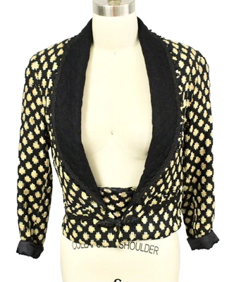 VTG 1980s Stijfselkissie Marijke Benedict Waist Jacket Woven w Belt Sz S - Image 1 of 4