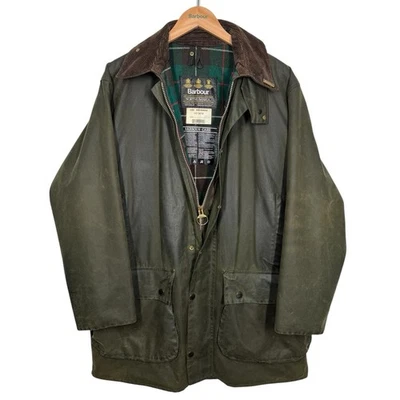 Chaqueta de Cera Barbour A400 Northumbria De Colección 1993 Años 90 Verde Salvia C42/107CM Grande Foto 1 de 4