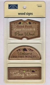 Karen Foster WINERY (3) FAUX WOOD SIGNS scrapbooking crafts TASTING ROOM - Picture 1 of 2