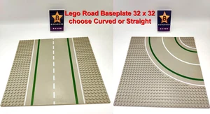 LEGO Base Plate Building Board 32 Borchie Grigio Strada Dritta o Curva Vintage - Foto 1 di 12