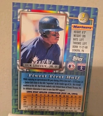 1994 Topps Finest MVP insert baseball card Ken Griffey Jr. - Image 1 of 3