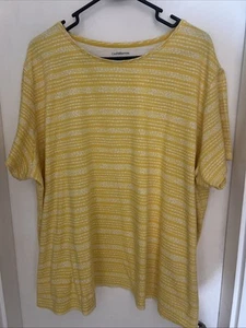 Women’s Croft & Barrow Size 3X Yellow & White T-shirt Classic Tee 100% Cotton - Picture 1 of 4