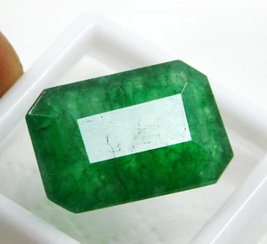 Certified 18.75 Ct Natural Colombian Green Emerald – Emerald Cut Loose Gemstone - Picture 1 of 10