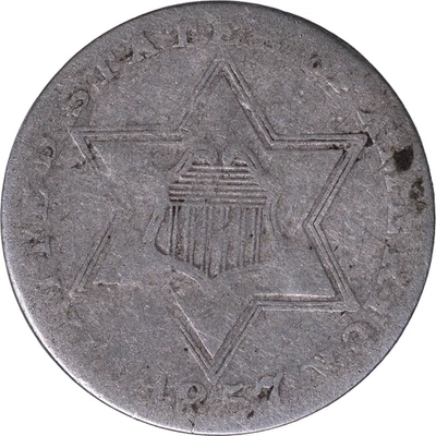1857 Three 3 Cent Silver "Trime" ~ Fine Details - Image 1 of 2