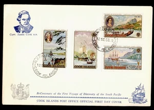 DR WHO 1968 COOK ISLANDS FDC CAPT COOK ANIV CACHET COMBO R00486 - Imagen 1 de 2