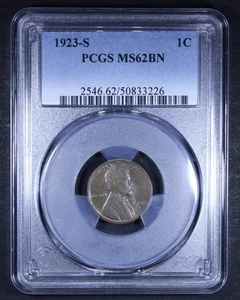 1923-S Lincoln Wheat Cent - 1c NGC MS62 BN - Brown - Picture 1 of 4