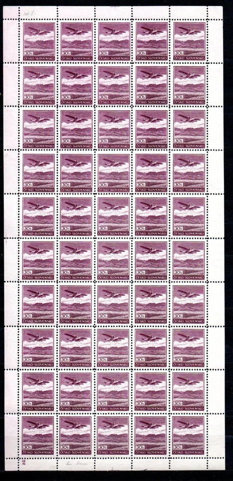 Checoslovaquia, correo aéreo Mi. 407, placa marca 2 Foto 1 de 1