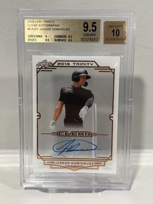 JASSON DOMINGUEZ 2019 Leaf Trinity Clear Acetate Auto RC Yankees BGS 9.5 AUTO 10 - Image 1 of 4