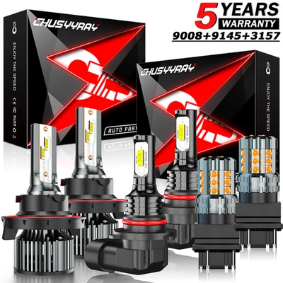 Fit Ford Expedition 2007-14 LED Headlight + Fog Lights + Turn Signal Bulb set 6 - Image 1 of 4