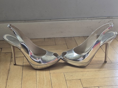 Christian Dior Miss Dior décolleté plateau argento punta aperta taglia 38