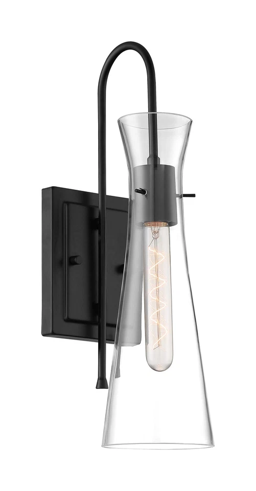 Nuvo Lighting 60/6877 Bahari - 1 Light Wall Sconce Black Finish With Clear
