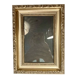 Vintage Art Deco Gold Tone Wood Leaves Picture Frame 4X6" Photo Ornate - Picture 1 of 11