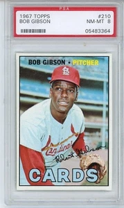 1967 TOPPS BOB GIBSON PSA 8 NM-MT #210 - Picture 1 of 2