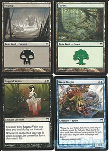 Magic the Gathering CAMPEONES DE KAMIGAWA Venas Ragged River Kaijin + Tierras - Imagen 1 de 1