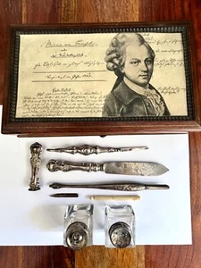 Zestaw piór do pisania antyczny 1849 Heintze & Blanckertz Zestaw biurkowy - Zdjęcie 1 z 8