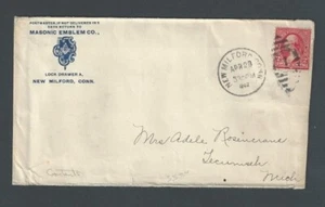 1902 New Milford CT Masonic Emblem Co W/2 Advertising Enclosures - Picture 1 of 3