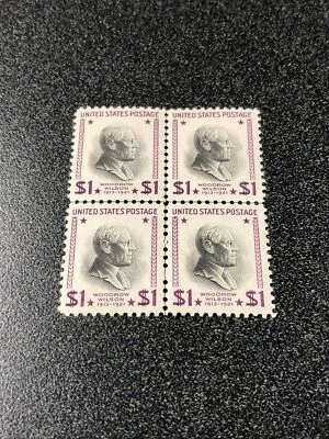 US 832 Woodrow Wilson $1 Center Line Block Of 4 Extra Fine Mint Never Hinged - Image 1 of 3
