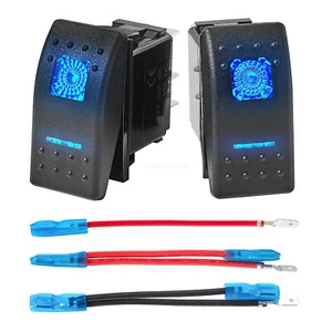 2x Blue LED Rocker Switch Set 5Pin ON/OFF Switches For for Can Am Polaris UTV - Picture 1 of 7