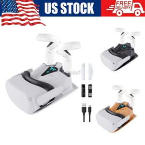 Charging Dock Set for Oculus Quest 2 Headset Controller Stand Magnetic Cable Set - Picture 1 of 32