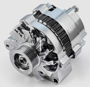 Chrome Left Mount Serpentine 130 Amp High Output Alternator Chevy GM street rod - Foto 1 di 4