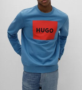 HUGO BOSS Slim Fit Sweatshirt French Terry Cotton Darogol X-Large, Light Blue - Picture 1 of 4