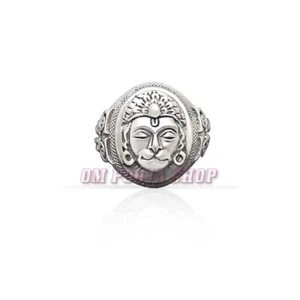 Hanuman Ring in Pure Sterling Silver pavanputra Ramabhakta Face OmPoojaShop - Picture 1 of 3