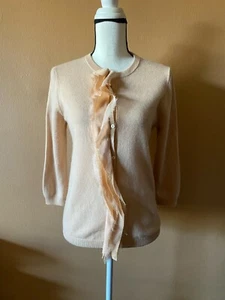 J Crew Collection Peach Cashmere Button Down Cardigan Sweater Size Medium - Picture 1 of 6