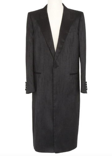 SAINT LAURENT (YSL) Cappotto monopetto Saint Laurent Manteau raso shantung nero nuovo con etichette 48 38 $6290