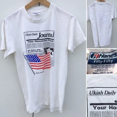 Camiseta De Colección Ukiah Daily Journal Bandera Americana Gráficos S Hecha en EE. UU. Foto 1 de 4