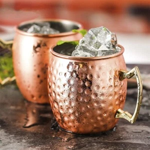Moscow Mule Kupfer Becher Set of 2 Kupferbecher mit Untersetzer für Cocktail Bar - Bild 1 von 12