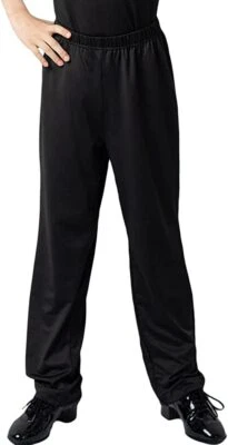 Boys Dance Pants Latin Jazz Ballroom Smooth Loose Elastic Waist Trousers Black - Image 1 of 4