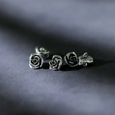 10pcs Silver Vintage Metal Rose Shank Buttons Collar Stud for Shirt Blazer Coats - Image 1 of 4