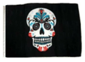 Manicotto Teschio Zucchero 12x18 12"x18" Bandiera Barca Auto Giardino 100D - Foto 1 di 1