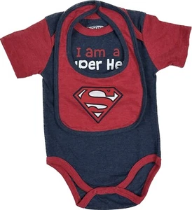 DC Comics Baby rot blau Kurzarm Baumwolle Superman Held Body Lätzchen Set 6-9 M - Bild 1 von 3