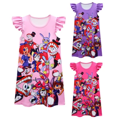 Kids Amazing Digital Circus Pyjamas Dress Cosplay Nightdress Beach Fancy Dresses