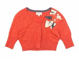 Fenn Wright Manson Womens Orange Round Neck Viscose Blend Cardigan Size 8 - Picture 1 of 12