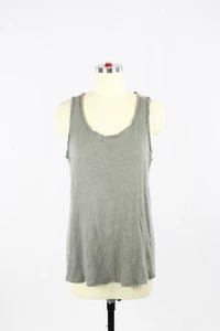 Camiseta sin mangas MAJESTIC FILATURES gris oliva lino seda relajada cuello redondo, talla 1/XS - Imagen 1 de 11