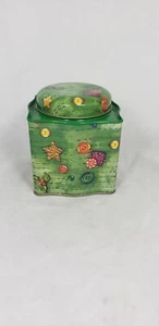 Vintage Green Button Tin - Square With Round Top - Picture 1 of 9