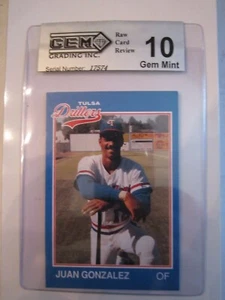 1989 JUAN GONZALEZ #10 BASEBALL CARD GEM GRADED 10 GEM MINT - TUB BBA-10 - Picture 1 of 2