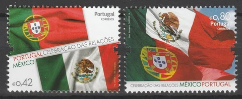 Portugal 2014 Flags, diplomatic relations Mexico 2 MNH stamps Cover