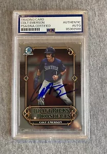 COLT EMERSON AUTOGRAPH 2023 BOWMAN CHROME DRAFT PICK PROSPECTS PSA/DNA SLAB 500 - Picture 1 of 2