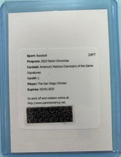 2023 Panini Chronicles America's Pastime Signature The San Diego Chicken Auto SP