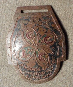 Fob: Clover Leaf Casualty Company, CLCC (On Clover). Brass fob, about 39x28mm, o - Picture 1 of 3