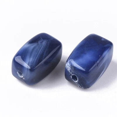 Blue Rectangle Beads - Acrylic - 13mm - Imitation Gemstone - Pack of 20 - Cuboid - Image 1 of 3
